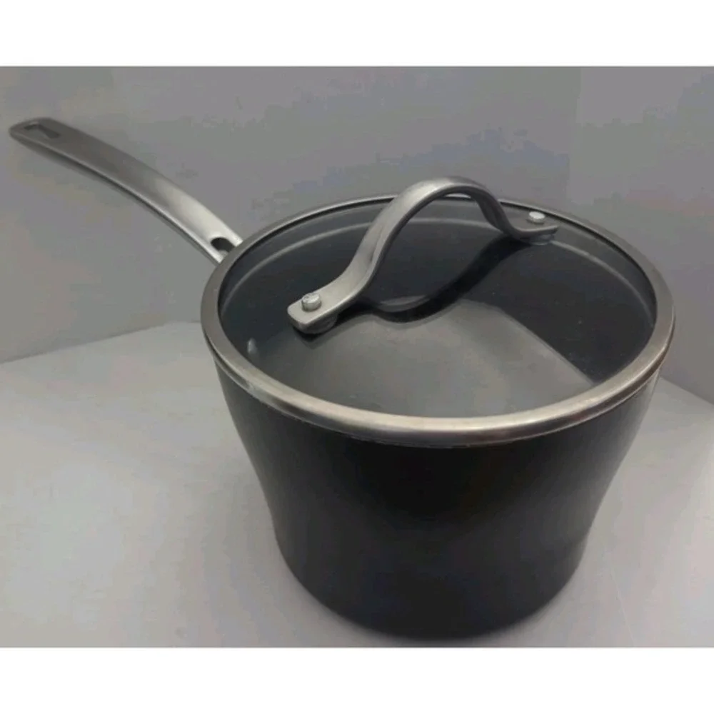 Kirkland Signature 3 qt Non-Stick Aluminum Saucepan & Lid Long‎ Handle